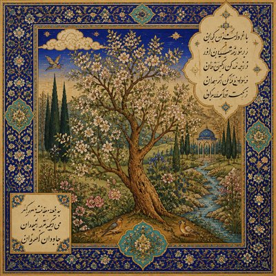 a tree in nature — Persian Art Style