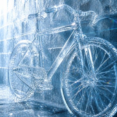 bicyle resting against a wall — Ice Sculpture Art Style