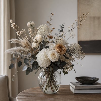 bouquet of flowers in a glass vase