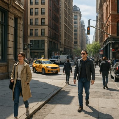 urban street with city activity