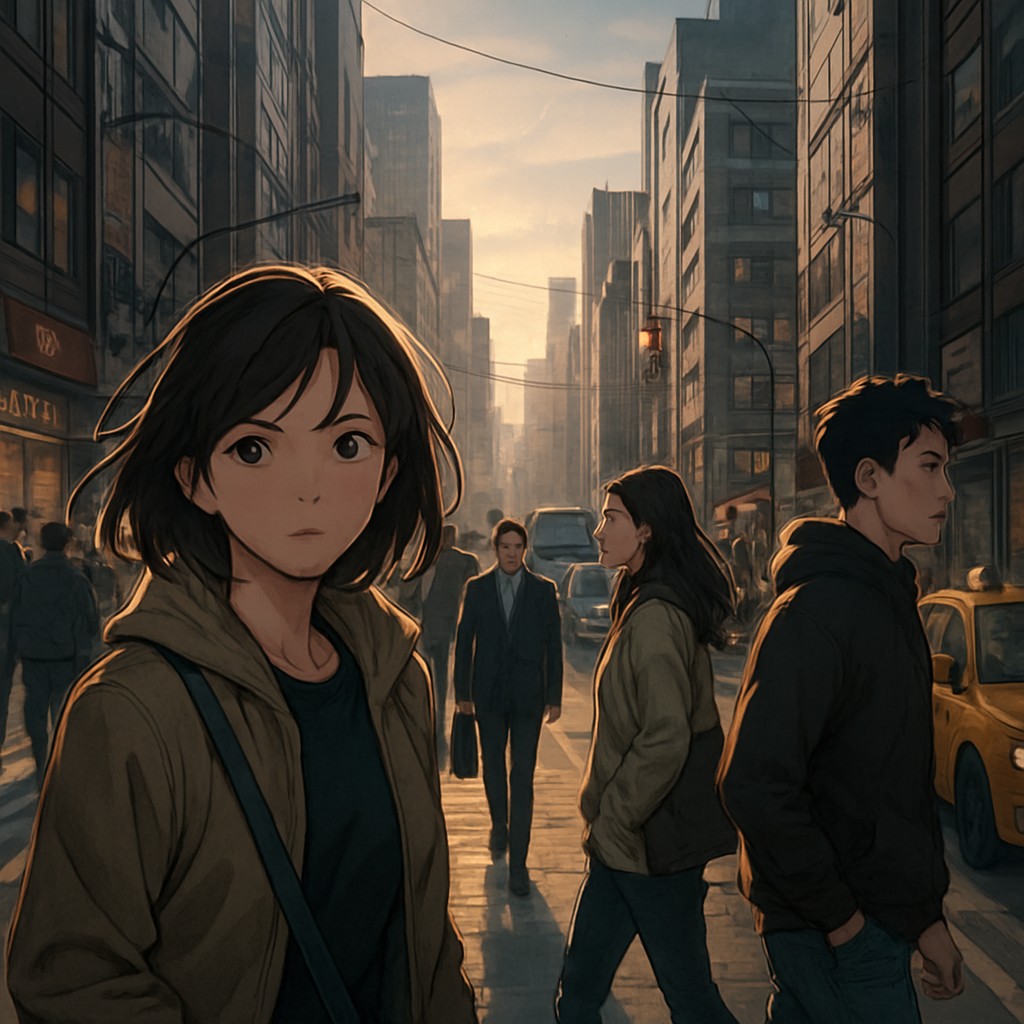 urban street with city activity
