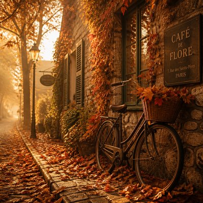 bicyle resting against a wall