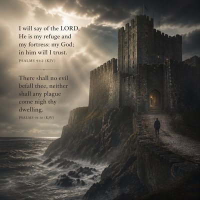 “I will say of the LORD, He is my refuge and my fortress: my God; in him will I trust.” (Psalms 91:2, KJV)

“There shall no evil befall thee, neither shall any plague come nigh thy dwelling.” (Psalms 91:10, KJV)
Combine these verses into one concept. 