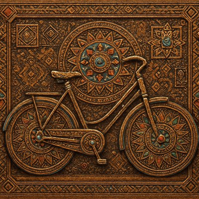 bicyle resting against a wall