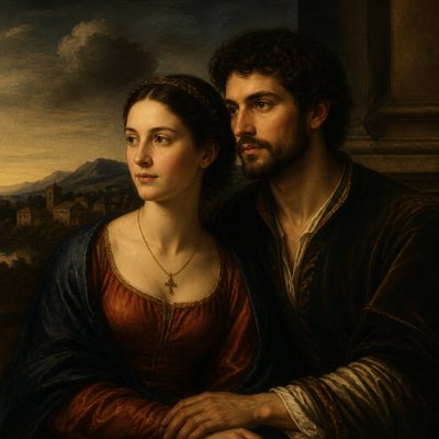 portrait of two people together — Renaissance Art Style