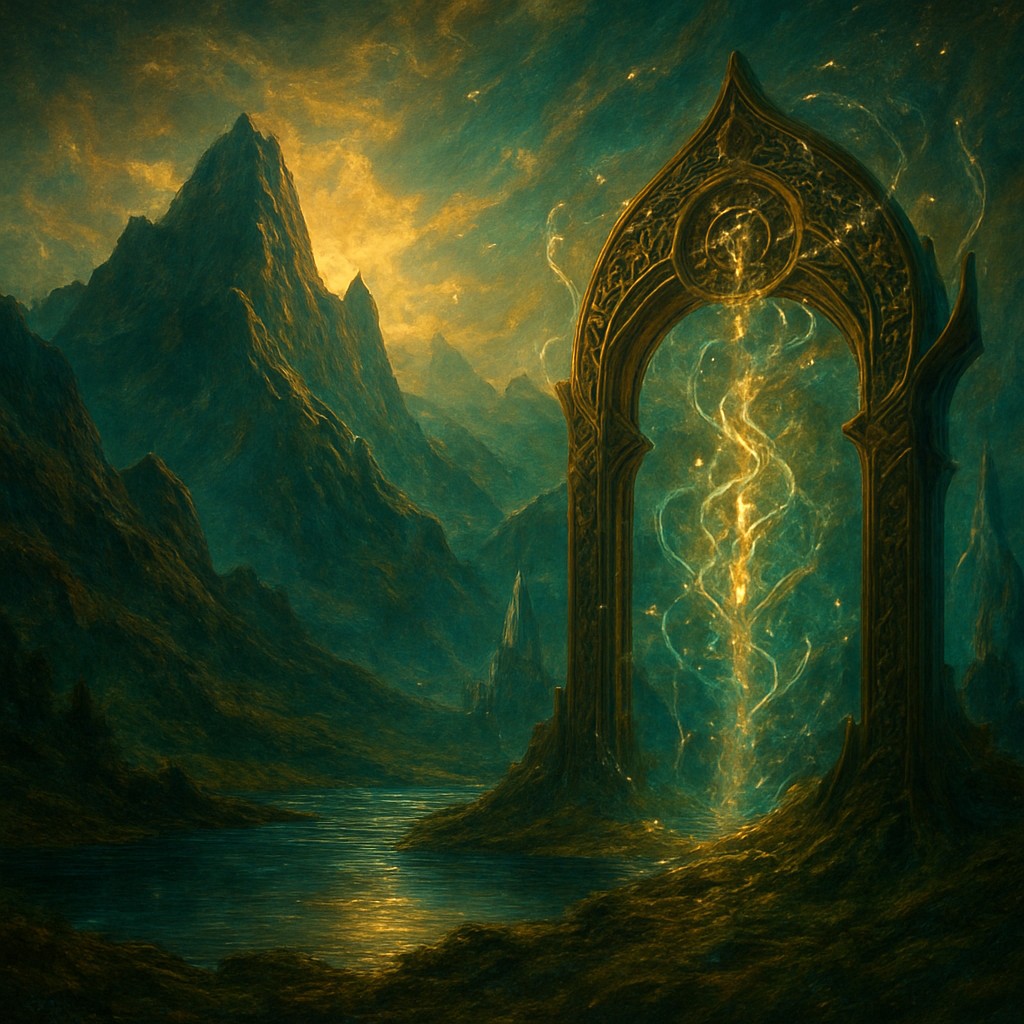 serene landscape with mountains and water