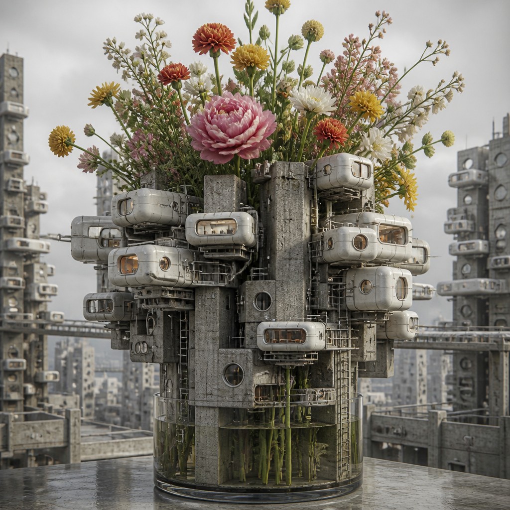 bouquet of flowers in a glass vase — Metabolist Architecture