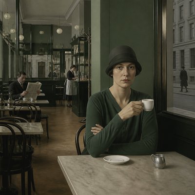 cozy cafe interior with warm lighting
