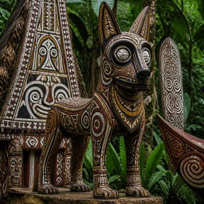 animal standing in natural pose — Papua New Guinea Art Style