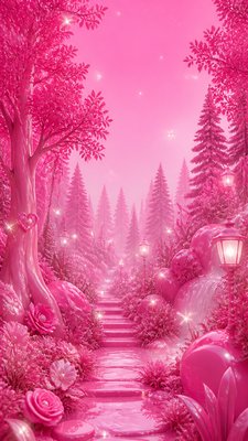 a mysterious forest path with fireflies and drifting mist, atmospheric vertical composition with open space at the top, no text