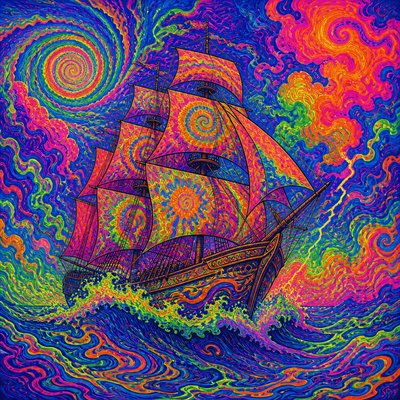sailing ship on a stormy sea