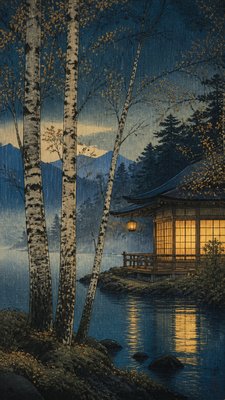 a serene birch forest in soft morning light, no people, no text