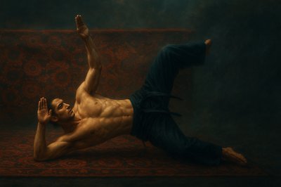 a painting of a man laying on a couch