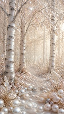 a serene birch forest in soft morning light, no people, no text