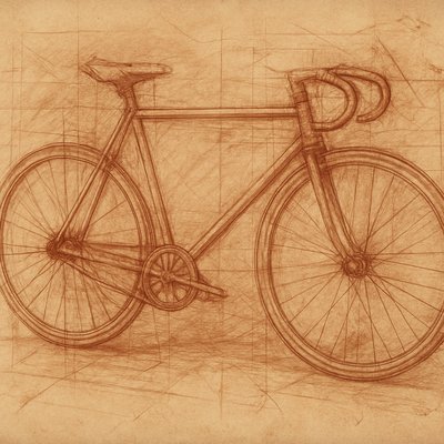 bicyle resting against a wall