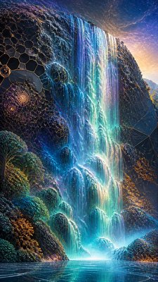 towering waterfall cascading down a cliff