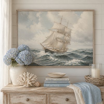 sailing ship on a stormy sea