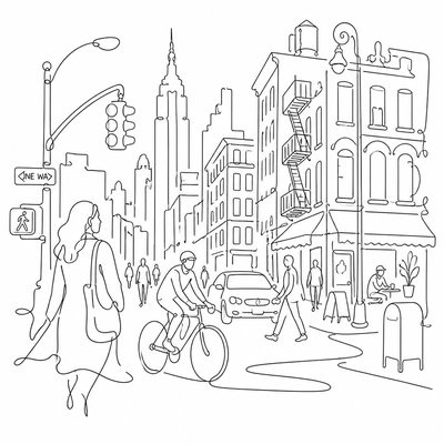 urban street with city activity