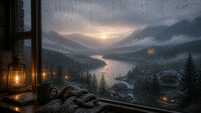 a vast valley with a river winding toward distant mountains at sunrise, no people, no text