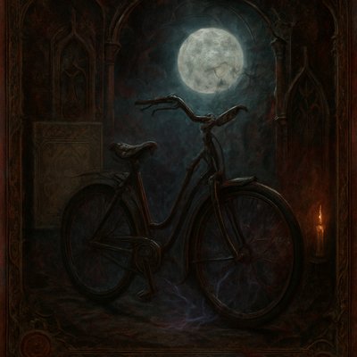 bicyle resting against a wall