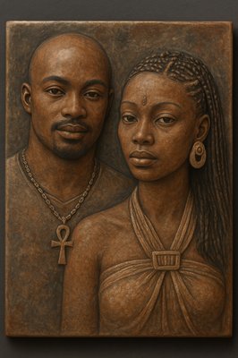 a painting of a man and a woman