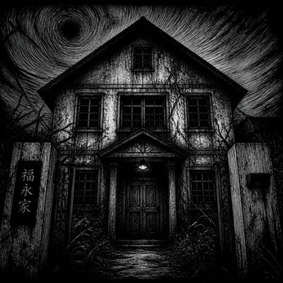 house with front view — Horror Manga Art Style