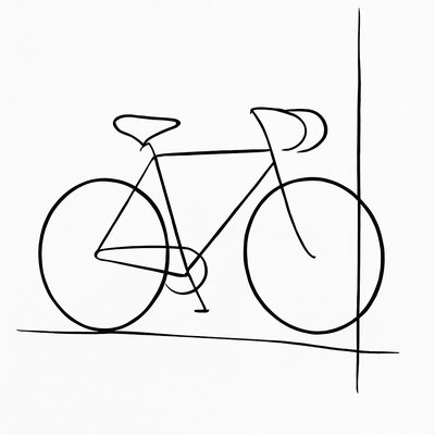 bicyle resting against a wall