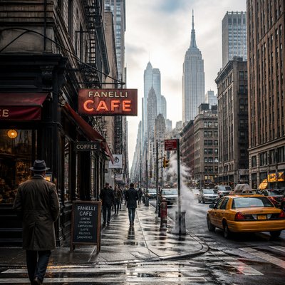 urban street with city activity — Depth Art Style