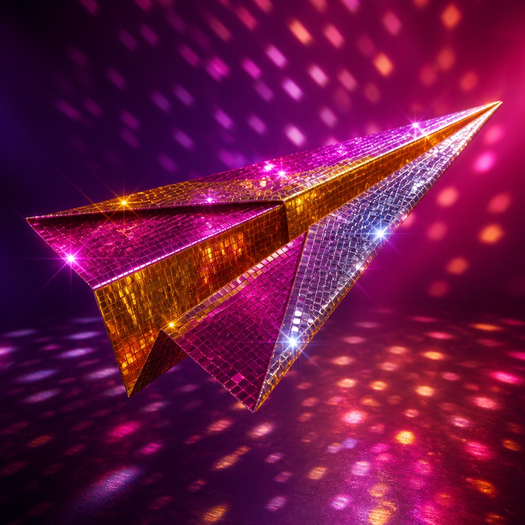 a paper plane, clean minimal composition on a plain background, no text