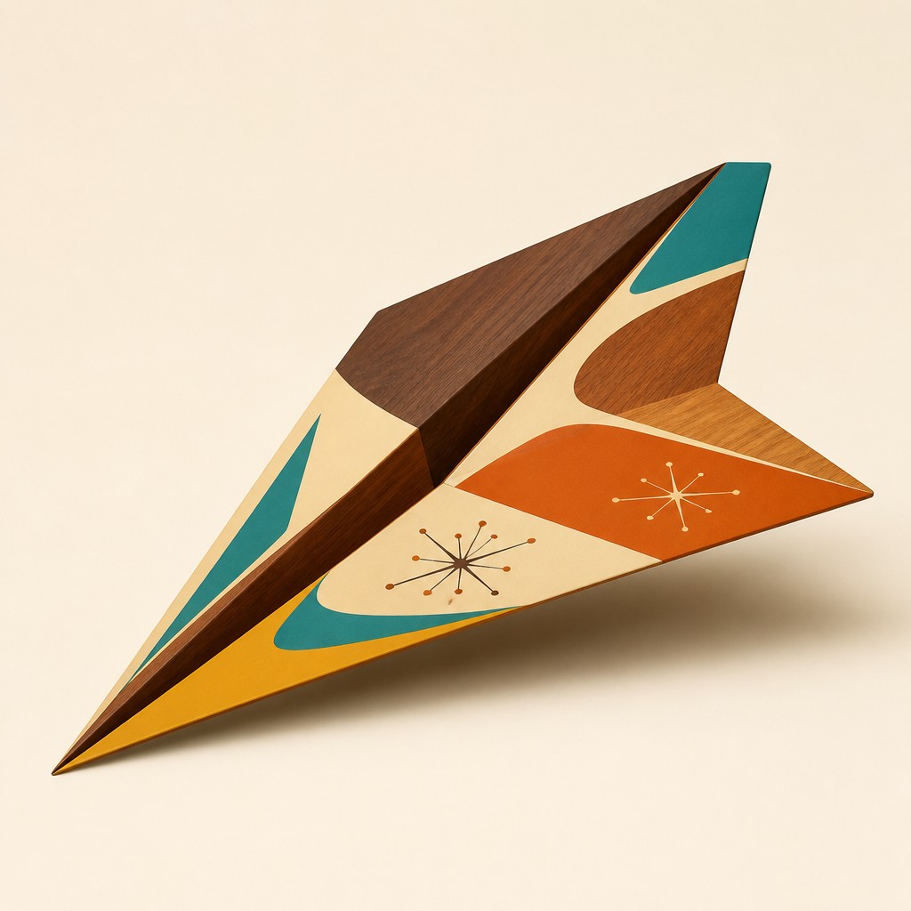 a paper plane, clean minimal composition on a plain background, no text
