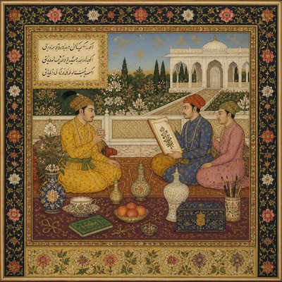 still life with everyday objects — Mughal Miniature Art Style