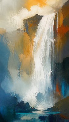 towering waterfall cascading down a cliff