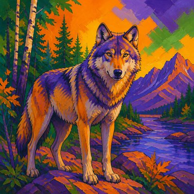 animal standing in natural pose — Triadic Colors Art Style