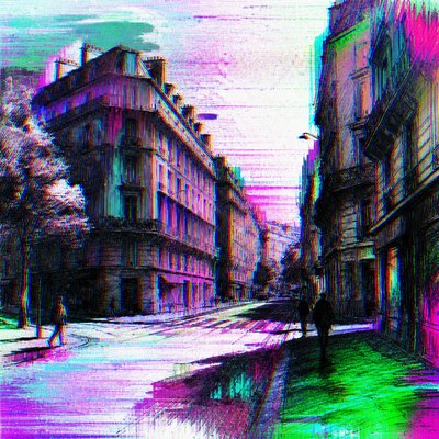 Digital Glitch Abstract Art Style Style Transfer Example