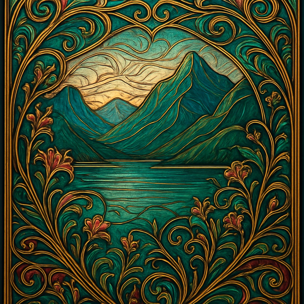 serene landscape with mountains and water