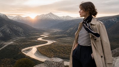 a vast valley with a river winding toward distant mountains at sunrise, no people, no text