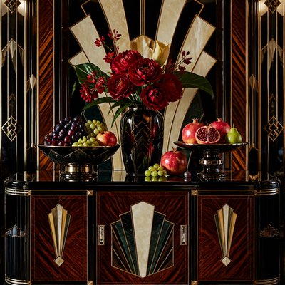still life arrangement of fruits and flowers