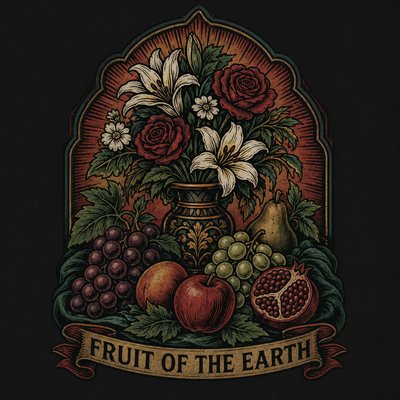 still life arrangement of fruits and flowers