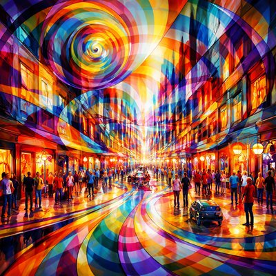 urban street with city activity

