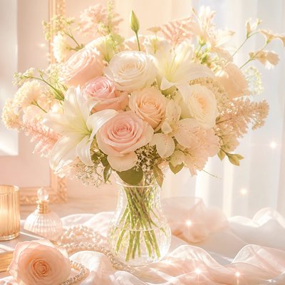 bouquet of flowers in a glass vase
