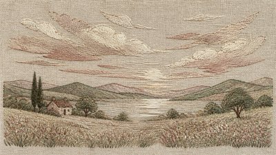 sweeping panoramic landscape with a dramatic sky
