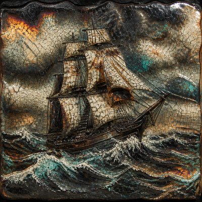 sailing ship on a stormy sea