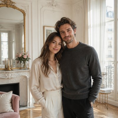 portrait of two people together — Parisian Apartment Interior Design