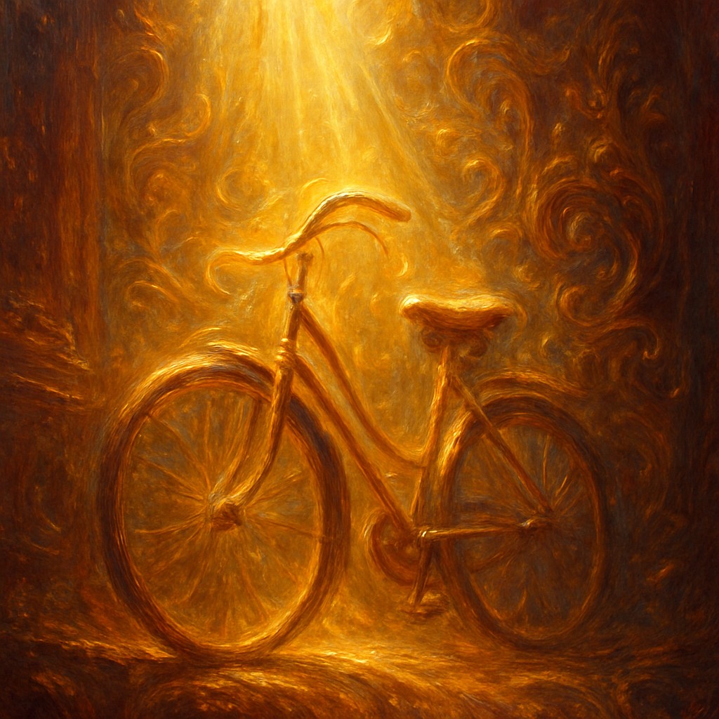 bicyle resting against a wall