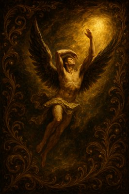 a painting of an angel with a halo