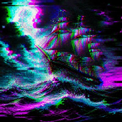 sailing ship on a stormy sea
