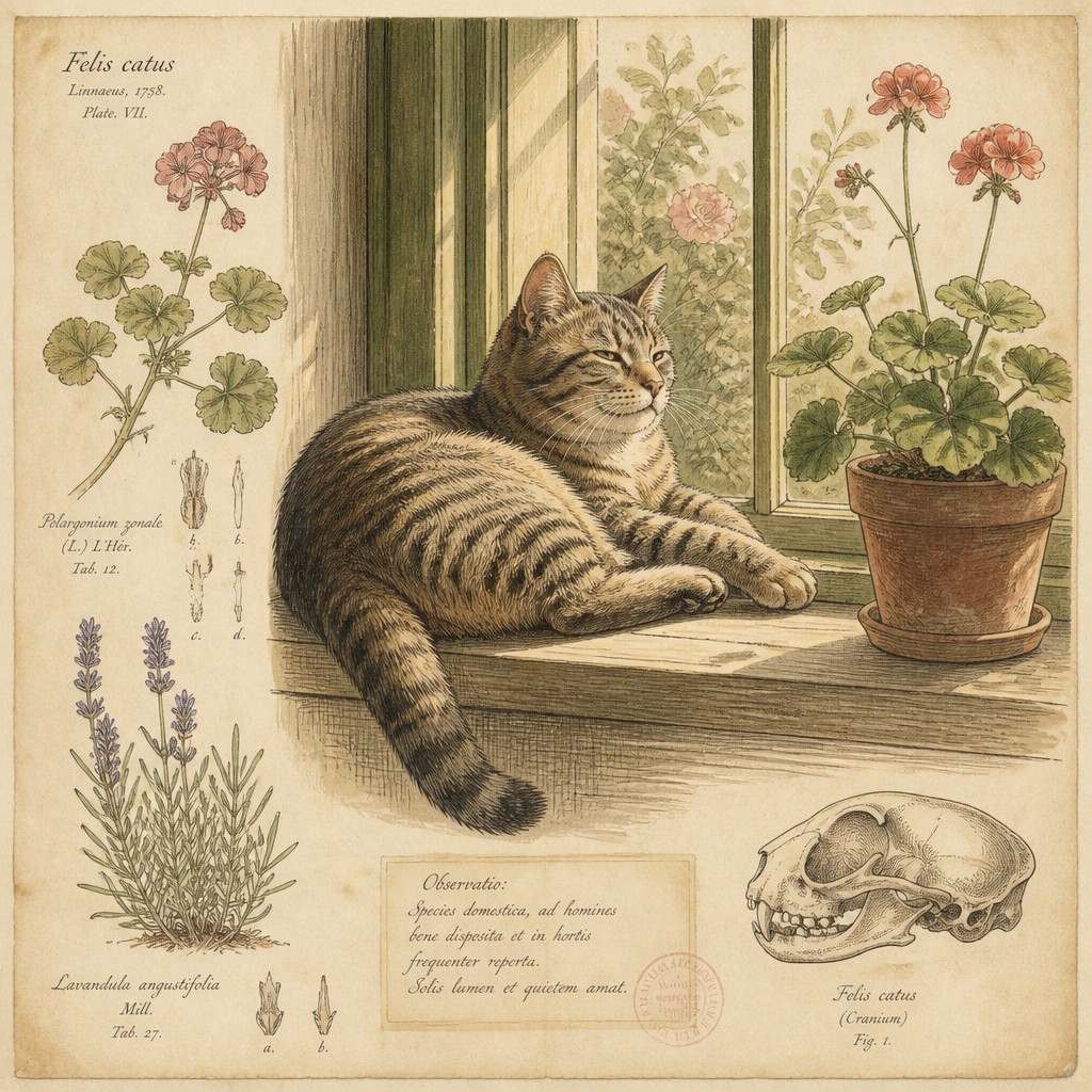 a cat lounging in a sunlit window