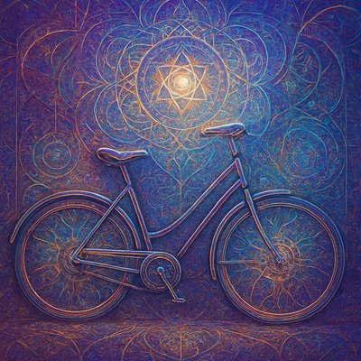 bicyle resting against a wall