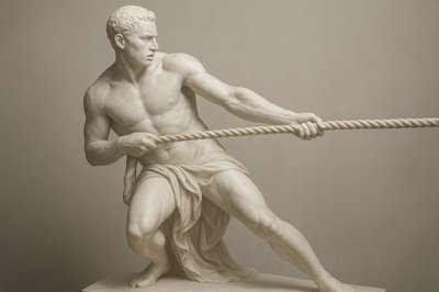 a statue of a man holding a rope