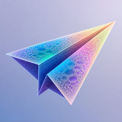 a paper plane, clean minimal composition on a plain background, no text